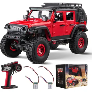 VEVOR Ferngesteuertes Auto, RC-Auto im Maßstab 1:24, All-Terrain-4WD-Geländewagen mit Vollbeleuchtung & 2 wiederaufladbaren Batterien, 2-Gang-Hobby-Rennauto