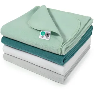 Makian Moltontücher Set, 4X Stoffwindeln 80x80 cm - 4 Stück Baby Spucktücher/weiche, saugfähige Flanellwindeln aus 100% Baumwolle, Oeko-TEX® Standard 100 geprüft (Mint