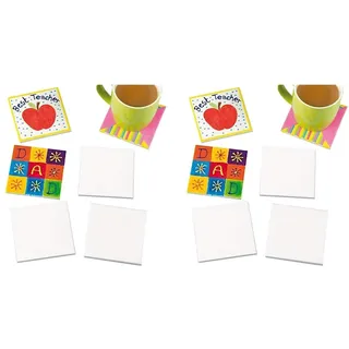 Baker Ross EK3336 Ross Keramik-Kacheluntersetzer zum Basteln (6 Stück) Untersetzer für Kinder zum Basteln, 9.5cmx9.5cm (Packung mit 2)