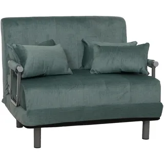 Mendler Schlafsessel HWC-K29, Klappsessel Schlafsofa Gästebett, Liegefläche 190x100cm, Stoff Chenille (370g/m2) ~ blau-grün