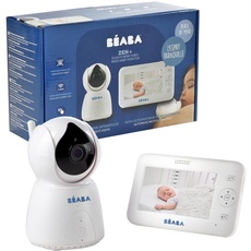 BÉABA, Babyphone mit kamera, Video-Babyphone Zen +, HD-Kamera, Walkie-Talkie, Babyphone mit großer Reichweite für Babys und Kleinkinder, Integriertes Thermometer, Alarm- und Timerfunktion, Weiß