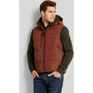 Steppweste BUGATTI, Herren, Gr. 48, braun (rost), 100% Polyester, unifarben, regular fit, ohne Ausschnitt, Westen Steppweste, mit abtrennbarer Kapuze