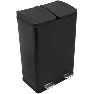 MonsterShop Doppel Abfalleimer 60 l Schwarz