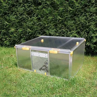 Haus für kleine Tiere - Schildpadhuis Paula - ideale Wärmeisolierung - stufenlose Belüftung - Schutz vor Vögeln, Wind und Regen - abschließbare Klapptür - 100 x 120 cm