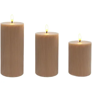 Relaxdays LED Kerzen 3 St. Braun/Bronze
