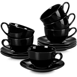 LOVECASA, Serie Sweet, Kaffee-Teeservice aus Porzellan für 6 Personen, Cappuccinotasse 230 ml + Untertasse