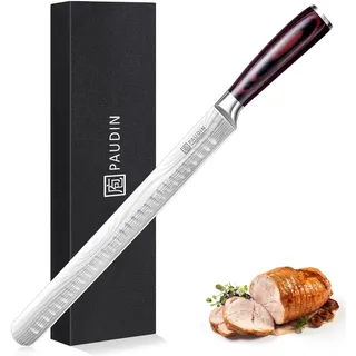 PAUDIN Schinkenmesser Tranchiermesser 30 cm, Küchenmesser für Schinken, Profi Fischmesser aus hochwertigem Edelstahl, Extra Scharfe Lachsmesser mit Ergonomischem Pakkaholz Griff