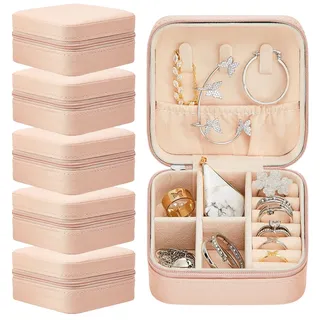 Taiyin Reise-Schmuckkästchen, Schmuck-Reise-Organizer, kleine Schmuckschatulle, Brautjungfer, Geschenk-Boxen, Mini-Aufbewahrungsbox, Rosa