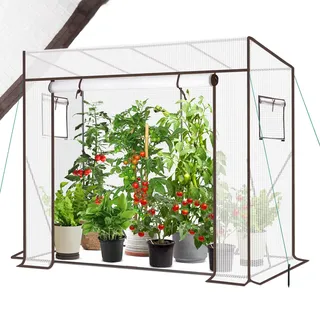 Sekey Foliengewächshaus Verzinkt Weiß Folie 0 mm 3,4 m2