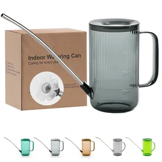 Tennedriv Green Gießkanne Innen, kleine Gießkannen für Zimmerpflanzen, Blumen, Sukkulenten (grau, 873 ml, Kunststoff)