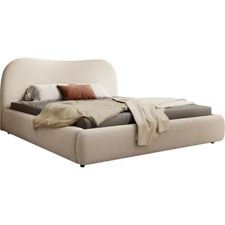 Selsey SIMSALO - Polsterbett mit Bouclé-Bezug und Stauraum, Beige, 160x200 cm - Beige