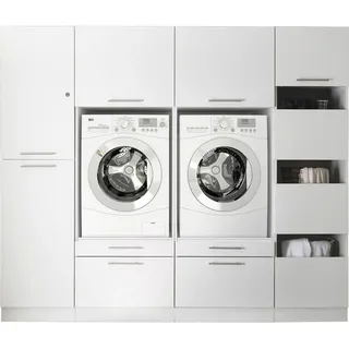 Respekta Clara Waschmaschinenschrank 234,8 x 200 x 67,6 cm Weiß Holz/Kunststoff/Metall/Spanplatte