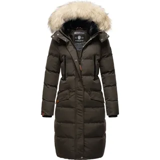 Marikoo Damen langer Winterjacke Stepp Parka mit abnehmbarer Kapuze Schneesternchen