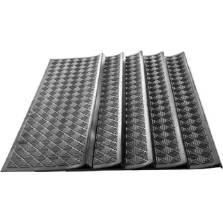 Jet-Line Stufenmatte Frederike aus Gummi Wetterfest Rutschhemmend 25 x 89 cm 5er-Set