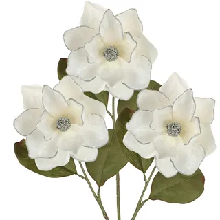 Arborus 3 STK Künstliche Weihnachtsgestecke 77 CM Weihnachtsblumen Magnolien Weiß Vase Weihnachtsbaum Adventskranz Dekor Kunstzweige Weihnacten Advent Deko Wohnzimmer Schlafzimmer Esszimmer Küche Büro