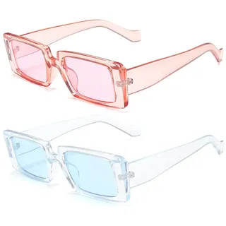 Grainas Retro Rechteckige Sonnenbrille für Damen Herren Unisex Vintage Schmale Brille UV400-Schutz Sunglasses