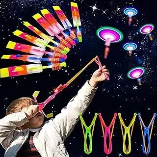 16 Stück Hubschrauber Fliegen Spielzeug, LED Licht Leucht Propeller Spielzeug, Katapult Heli Abschießer, Rakete Copters, Partyzubehör und Goodie Bag Stuffers für Kinder & Erwachsene