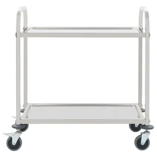 vidaXL 2-Stufiger Servierwagen 95 x 45 x 83,5 cm Edelstahl - Silber