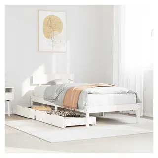 vidaXL Massivholzbett ohne Matratze Weiß 100x200 cm Kiefernholz - Weiß