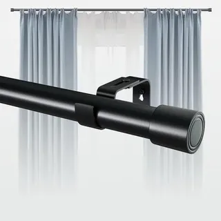 Ibenzoa® Verstellbare Gardinenstange 109–435 cm, Metall & Edelstahl, schwarz/weiß/silber – stabile Lösung für Wohn-, Schlaf- & Esszimmer - Schwarz