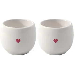 like. by Villeroy & Boch – With Love Eierbecher, Maße: ca. 5,5 x 5,5 x 4,5 cm, Weiß mit rotem Aquarelldekor, Spülmaschinenfest & Mikrowellensicher, Herzmotiv, Eierbecher, Premium Porzellan