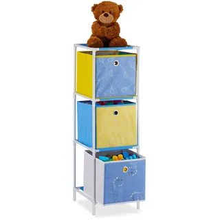 Relaxdays Kinderregal Dino 89 x 27,5 x 30 cm Kunststoff gelb