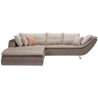 Hom`in Ecksofa , Taupe, Beige , Textil , Füllung: Schaumstoff,Schaumstoff,Schaumstoff , Ottomane links, L-Form , 300x220 cm , Stoffauswahl, seitenverkehrt erhältlich, Rücken echt , Wohnzimmer, Sofas & Couches, Wohnlandschaften, Ecksofas