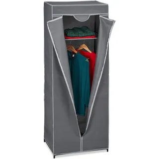 Relaxdays Stoffschrank 60 x 157 x 45 cm Grau