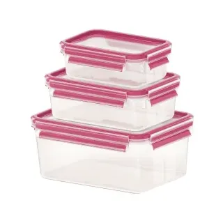 Emsa Frischhaltedose rechteckig himbeer 0,55/1,0/2,2 l 3-teilig