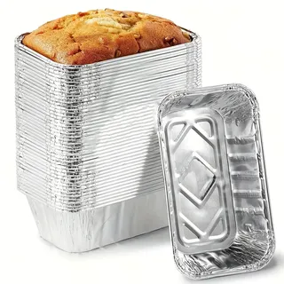 Cobenga 125 Packungen Aluminiumfolien-Backformen, 7,8 x 4 Zoll Einweg-Backformen aus Alufolie, Mini-Kastenbrotformen, Lebensmittelbehälter aus Alufolie, Einweg-Kochgeschirr-Blechformen zum Backen