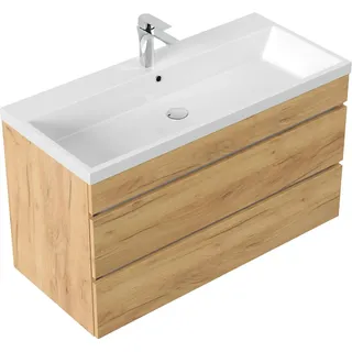 Posseik Badmöbel Fellini 100 SoftClose mit Grifflosen Schubladen Eiche Gold