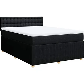 vidaXL Boxspringbett mit Matratze Schwarz 140x190 cm Stoff