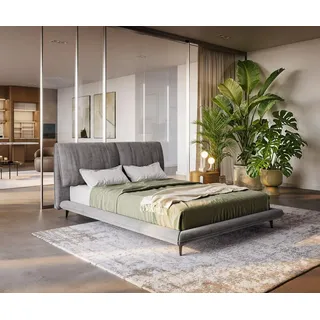 DeLife Polsterbettgestell Cusino 140x200 cm Mikrofaser Grau