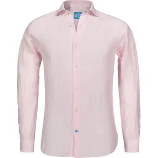 Panareha Gestreiftes Leinenhemd für Herren Phuket Rosa (L)
