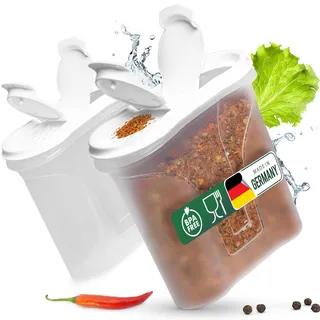 Novaliv Salzstreuer 2er SET Salz Vorratsdose zum Streuen 300 ml Maße (LxBxH): 11 x 5 x 11 cm Dosen für Gewürze mit Deckel Salz und Pfefferstreuer Paprika Gewürz Streuer Klein Streuer Gewürze Fein