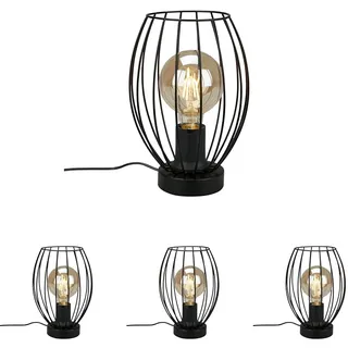 BRILONER Leuchten - Tischleuchte, Tischlampe, Nachttischleuchte, Nachttischlampe, Schreibtischlampe, 1x E27, inkl. Kabelschalter, Schwarz, 175x256mm (DxH), 7026-015 (Packung mit 4)