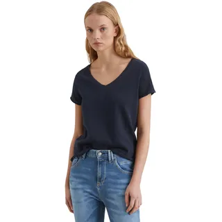 Marc O'Polo Denim Damen, T-Shirt aus Bio-Baumwolle mit V-Ausschnitt, blau (Scandinavian Blue), (B41238551135)