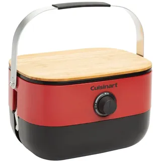 Cuisinart Venture BBQ Gasgrill | Tragbarer Gasgrill im kompakten Stack‐n‐Go‐Design mit Holzdeckel | Emaillierter Gusseisenrost 993 cm2 | 2,6 kW | Camping & Outdoor