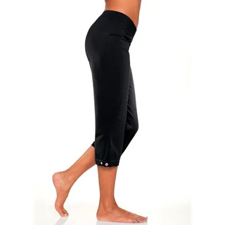 Caprihose H.I.S, Damen, Gr. 36/38, N-Gr, schwarz, Single Jersey, Obermaterial: 94% Baumwolle, 6% Elasthan, unifarben, Basic, bequem 3/4-Länge, Hosen Caprihose, mit verstellbarem Saum, Loungewear, Topseller