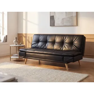 Schlafsofa Klappsofa 3-Sitzer - Kunstleder - Schwarz - ZARINA
