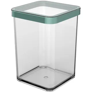Rotho Loft quadratische Vorratsdose 1l mit Deckel und Dichtung, Kunststoff (SAN) BPA-frei, türkis/transparent, 1l (10.0 x 10.0 x 14.2 cm)