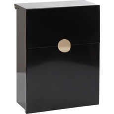 Arregui Tondo S E6724-IRI Briefkasten aus verzinktem Stahl, der individuell mit ihrer Hausnummer gekennzeichnet werden kann, Größe S (DIN A5), schwarz mit gold