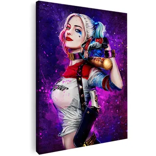 Artmazing | Harley Quinn Bild | Poster & Kunstdrucke | Harley Quinn Poster Sexy | Buntes Poster für Wand | Bild Wohnzimmer groß | Harley Quinn Wandbild | Pop Art Bilder Leinwand | Bild Hochformat