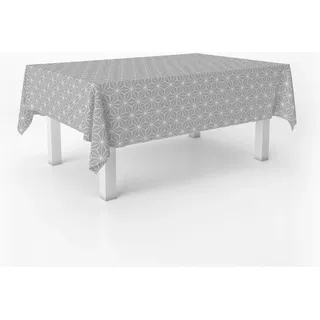ECOMMERC3 Wachstuchtischdecke abwaschbar quadratisch 140x140 Polygon Grau | Für den Tisch mit 140 x 140 cm, abwaschbar, ohne Waschmaschine und Bügeleisen, 90 % PVC und 10 % Polypropylen