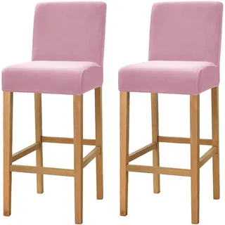 Dimatic Samt Plüsch Stuhl Abdeckung Theke Pub Bar Hocker Stuhl Slipcover für Esszimmer Cafe Barhocker Slipcover Möbelschutz Anti-Rutsch-Bezug mit elastischem Boden, 2er Set, Rose