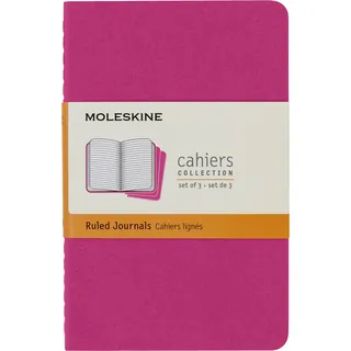Moleskine Notizbuch Cahier Journal Set mit 3 Notizbüchern Pocket-Format 9 x 14 cm Kinetic Pink/liniert