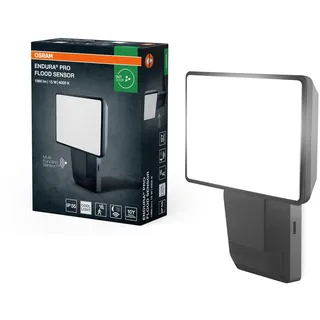 Osram ENDURA PRO Hocheffizienter Außenwand-Sensorstrahler mit weitem Ausstrahlungswinkel in innovativem optischen Design, 15W, Dunkelgrau, IP55-Schutz, für Parkplatz und Parks