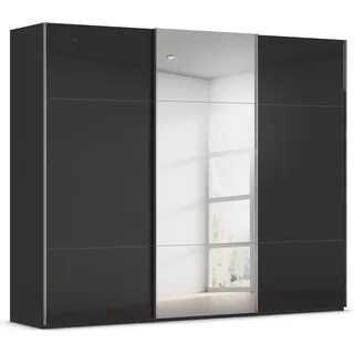 Rauch Schwebetürenschrank RAUCH "Kleiderschrank Schrank Garderobe Schlafzimmerschrank CONTIDO", schwarz (schwarz, glas schwarz), B:271cm H:223cm T:68cm, Holzwerkstoff, Schränke, Schwebetürenschrank, aus hochwertigem Material in 6 Breiten 2 Griff-Farben MADE IN 