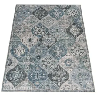 Paco Home Kurzflorteppich 200/280 cm Semer 421 , Türkis , Kunststoff , Rechteckig , 200x280 cm , strapazierfähig, für Fußbodenheizung geeignet , Teppiche und Böden, Teppiche