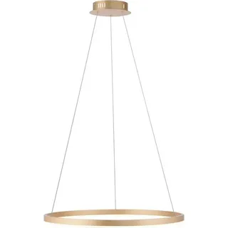 LED Hängeleuchte, dimmbar, Ring messing matt, H 120 cm - Gold